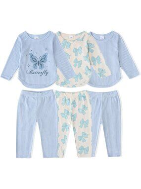 Adorable Baby Girl Fall & Winter Outfits Set - 6 Pieces Toddler Clothing